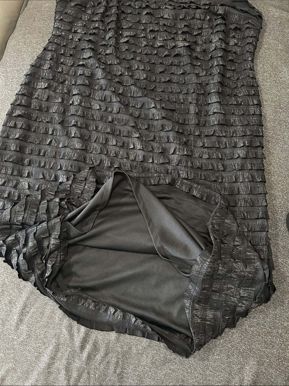 R&M Richard’s Black Ruffled Strap Dress sz 18 Made in The USA vintage - Picture 4 of 6